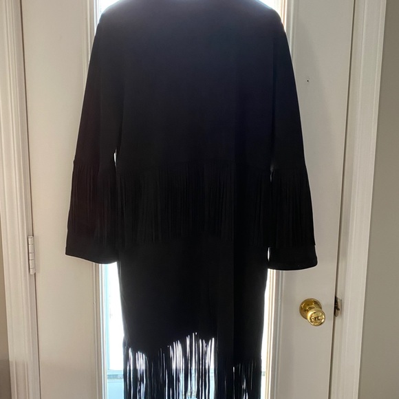 ❌SOLD❌ Zara black suede fringe overcoat - Picture 13 of 13